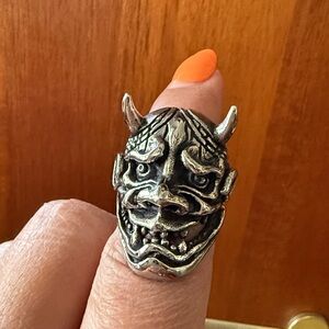 Stainless Steel Hannya Mask Ring Size 7